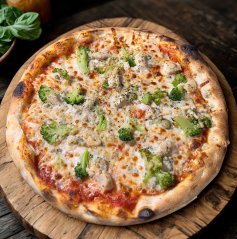 34. BROCOLLI (rajčinový základ, mozzarella, kuracie mäso, brokolica, niva )